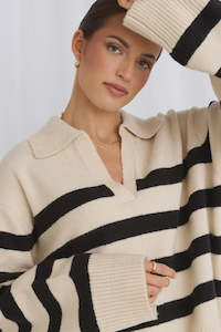 Womenswear: Capital Oat & Black Stripe Knit Polo