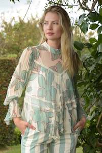 Flarey Tale Blouse - Vintage / Seafoam