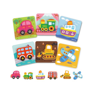 Tooky Toy 6 in 1 Wooden Puzzle - Vehicle