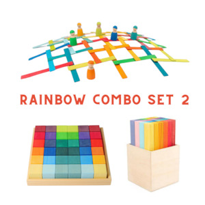 Super Deal Combo 2 - Wooden Rainbow Dolls set