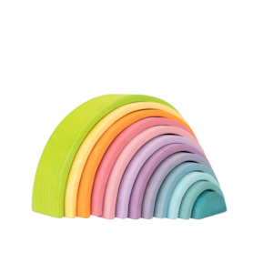 Prism Play 12 Pcs Large Wooden Rainbow Stacker - Pinewood Macaron Colour