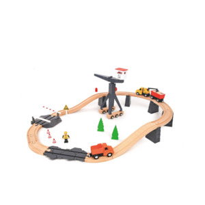 Tooky Toy 35 Pcs Construction Yard Train Set