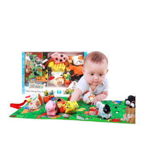 JollyBaby Take-Along Play Mat with Cloth Book - Farm（Gift box）