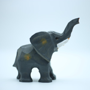 Hand Carved Wooden Elephant - 10cm