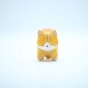 Hand Carved Orange Pussy Cat - 4cm