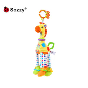 Toy: Soft Giraffe Hanging Toy with Sound and Teether for 0-3 Years Old