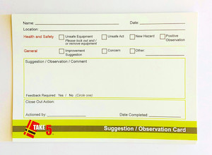 Safety Observation / Suggestion Cards OHS Consultants