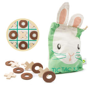 Rabbit Wooden Tic Tac Toe Game