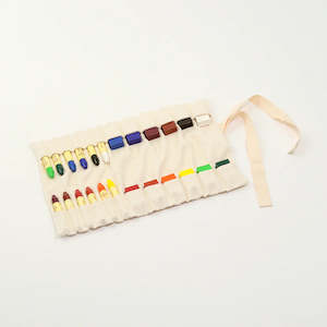 CRAYON ROLL ~ FOR 12 STICK & 12 BLOCK CRAYONS ~ NATURAL