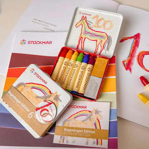 Stockmar 100 Rainbow Edition ~ Limited Edition Wax Crayons - 6 + 2 Tin