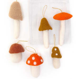 Mushrooms ~ Felt Hanging Christmas Decorations ~ Muskhane