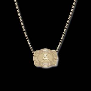 Spurwest Mini Belt Buckle Necklace (Initial) Gold