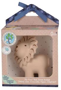 MY 1st Tikiri Safari: Natural Rubber Baby Rattle and Bath Toy - Lion (Gift Box)