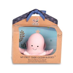 Octopus - Organic Baby Teether Rattle & Bath Toy (Gift Box)