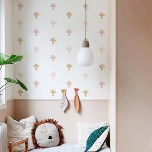 Boho Style Mushroom Wall Decals - 36pcs (Self-Adhesive)