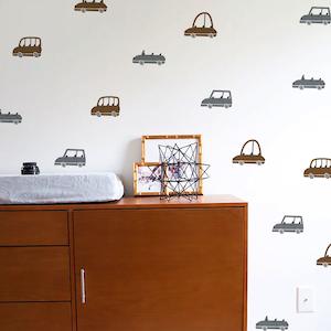 Classic Vintage Cars Wall Decals - Kid's Room Decor (16 Decals)