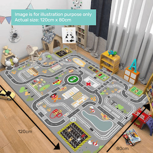 Internet only: Kids Road Map Railway Play Mat - Happy Town (120x80cm)