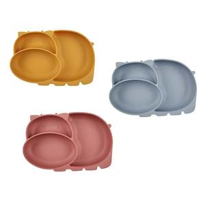 Kids Silicone Divided Plate with Suction Base - Hippo