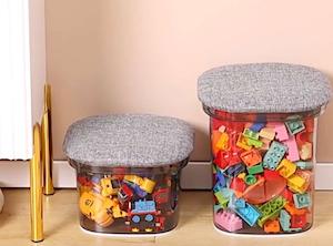 Easy-Transform Multipurpose Toy Storage Stool for Kids (19.5cm)