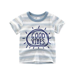 Good Vibes in Stripe 100% Cotton Kids T-Shirt (1 - 6 years)