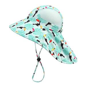 Internet only: Large Brim Kids Sun Hat with Neck Protection - Toucan (6 months - 5 years)