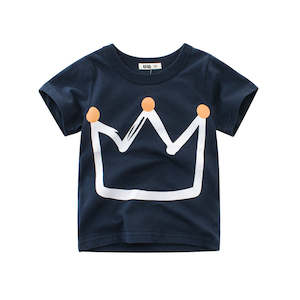 Crown in Navy 100% Cotton Kids T-Shirt (1 - 6 years)