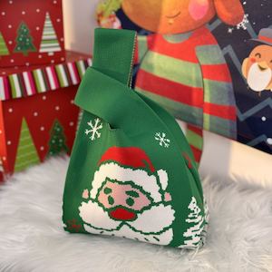 Adorable Knit Design Christmas Theme Candy Bag - Work as Gift Bag Too!