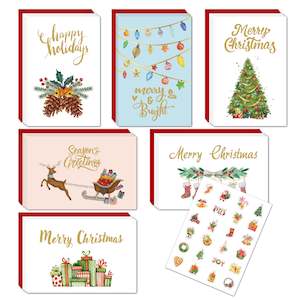 24pcs Christmas Season Greeting Cards Set (6 Designs)