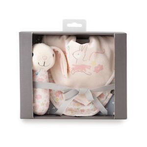 The Little Linen Co. Rattle & Bib Set - Ballerina Bunny (Gift Set)