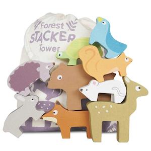 Internet only: Le Toy Van Forest Animals Wooden Stacking Toys & Storage Bag (Gift Box)