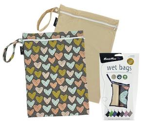 Mum 2 Mum Wet Bags (2 Pack) - Hearts & Wheat