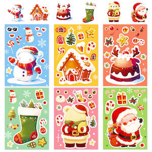 Christmas Santa & Ginger Bread House Stickers Set - 6 Sheets of Festive Decorative Fun