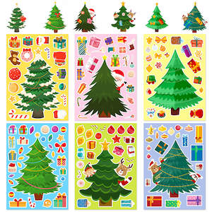 Internet only: Christmas Tree & Elves Stickers Set - 6 Sheets of Festive Decorative Fun