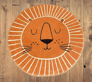 Hello Lion - Round Shape Kids Room Rug (80cm)