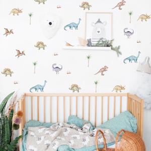 Watercolor Dinosaurs Wall Decals | Kids Room Wall Stickers - 40pcs