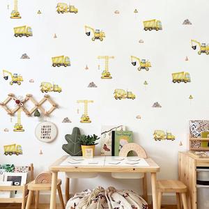 Construction Vehicles Wall Decals (Kids' Room Decor) - 40 Decals