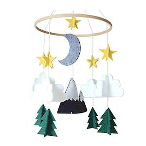 Baby Crib Mobile - Felt Fabric Starry Woodland Night Nursery Decoration