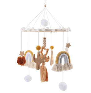 Wooden Baby Crib Mobile - Tribe & Rainbow