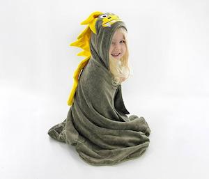 Delightful Kiddie Hooded Towel - Olive Dinosaur