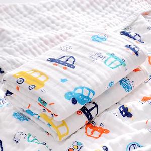 6-Layer Super Soft Kids Bath Towel - Vehicles (110x110cm)