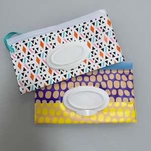 Retro & Geometric Reusable Wet Wipes Pouch - Portable and Convenient (2 Pack)