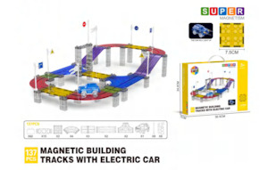 Super Magnetism - 137pcs Magnetic Building Tracks with Light Up Car