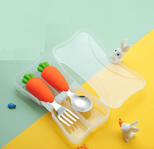 Stainless Fork & Spoon with Storage Case - Carrot