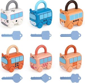 Happy Animals Matching Lock & Key Toy Car (6 Pack) - 18m+