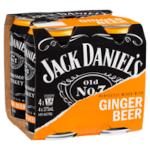 JACK DANIEL’S & GINGER BEER 4x375ML