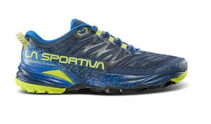 Bicycle and accessory: La Sportiva Akasha II Men's Mountain Running Shoe - Storm Blue/Lime Punch