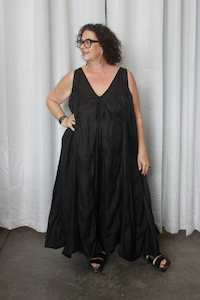 TCD Desiree Dress - Black Linen Twill