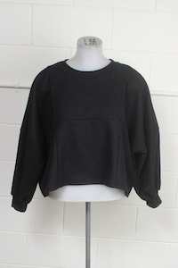 TCD Patch Sweater - Black Wool  (LUCKY LAST O/S =14-24)