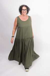 TCD Petticoat - Khaki Viscose Linen