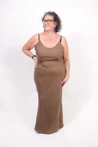 TCD Long Bias Slip - Brown Viscose/Linen